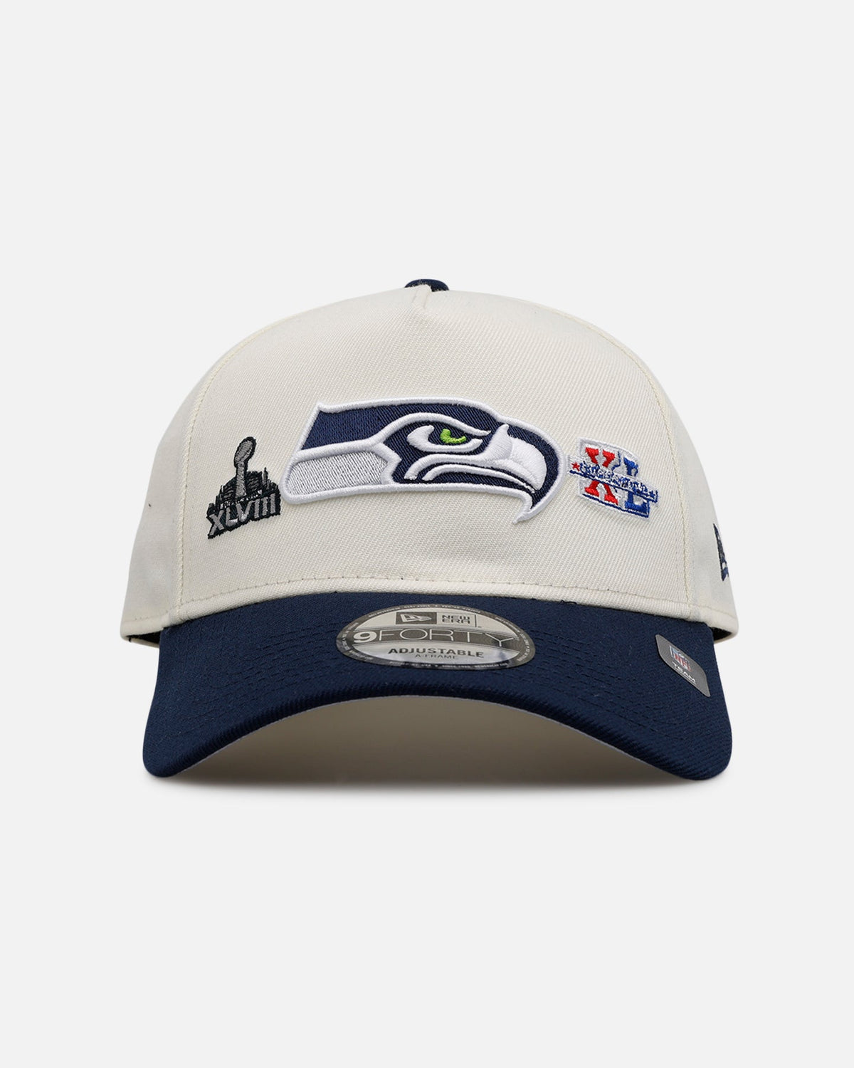 New Era New Era Seattle Seahawks 'Super Bowl Logos' 9FORTY A-Frame Snapback Chrome