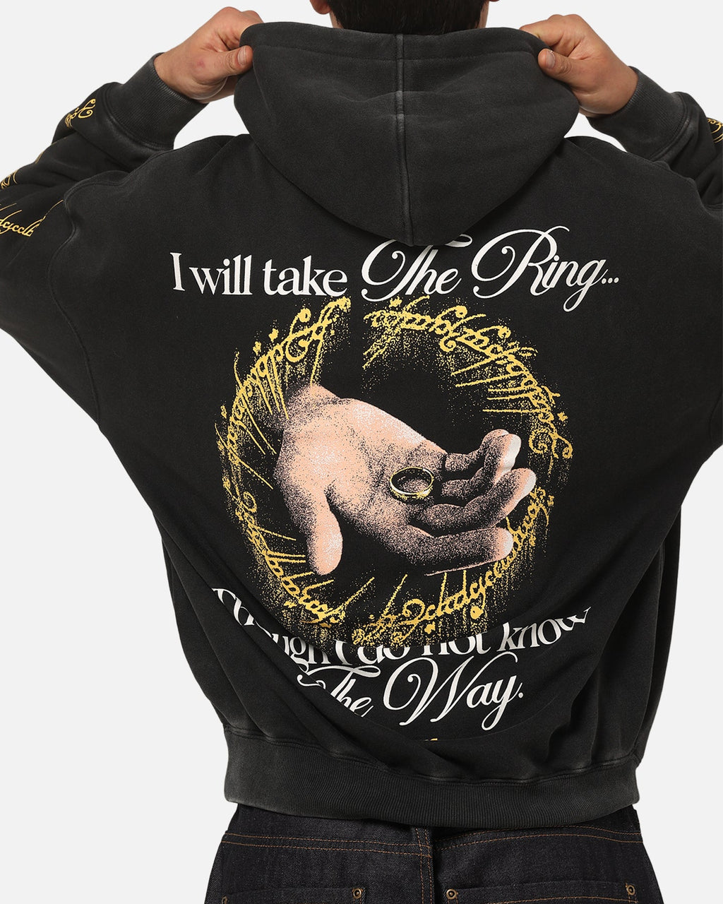 73Studio 73Studio X The Lord Of The Rings The Ring Hoodie Black Acidwash