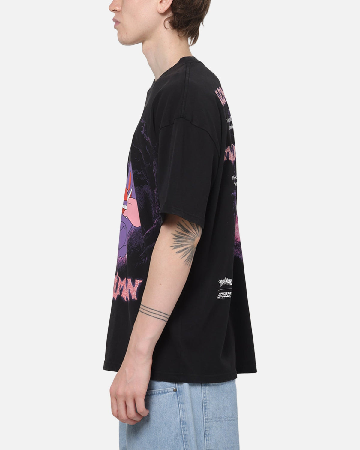 73Studio The Pokémon Collection By 73Studio Gengar Mimikyu T-Shirt Black Acidwash