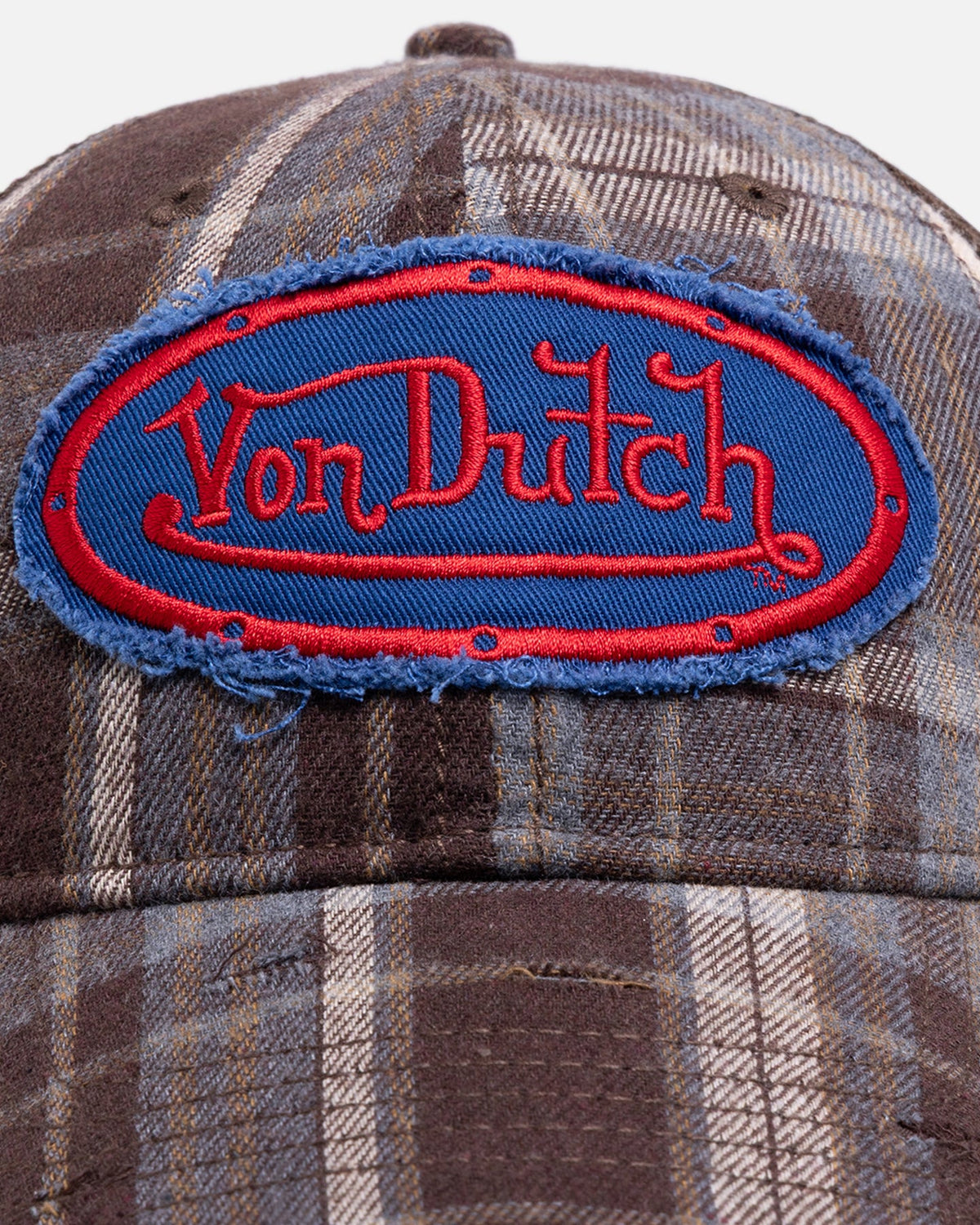 VON DUTCH Von Dutch Gingham Trucker Snapback Brown