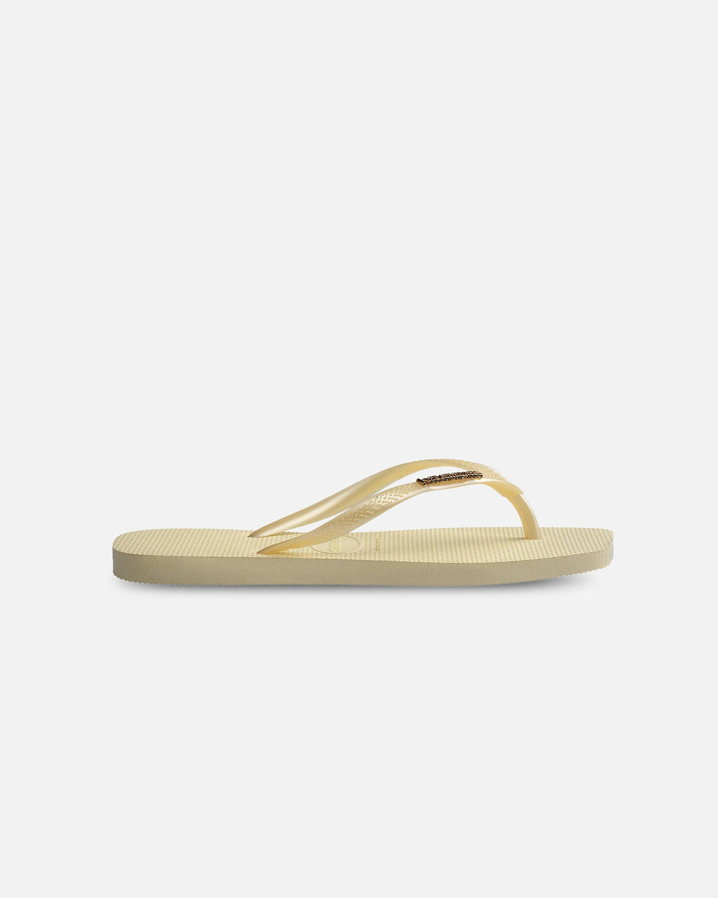 Havaianas Classic Havaianas Women's Square Toe Logo Metallic Thongs Butter