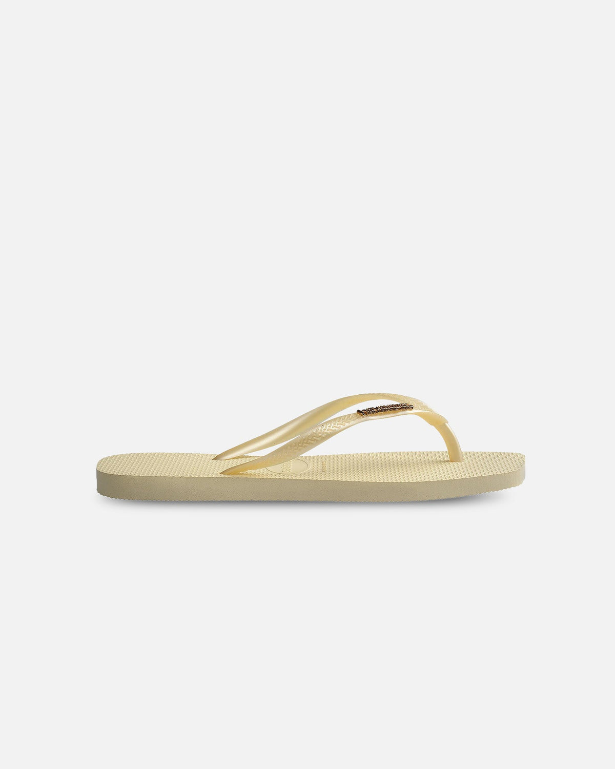 Havaianas Classic Havaianas Women's Square Toe Logo Metallic Thongs Butter