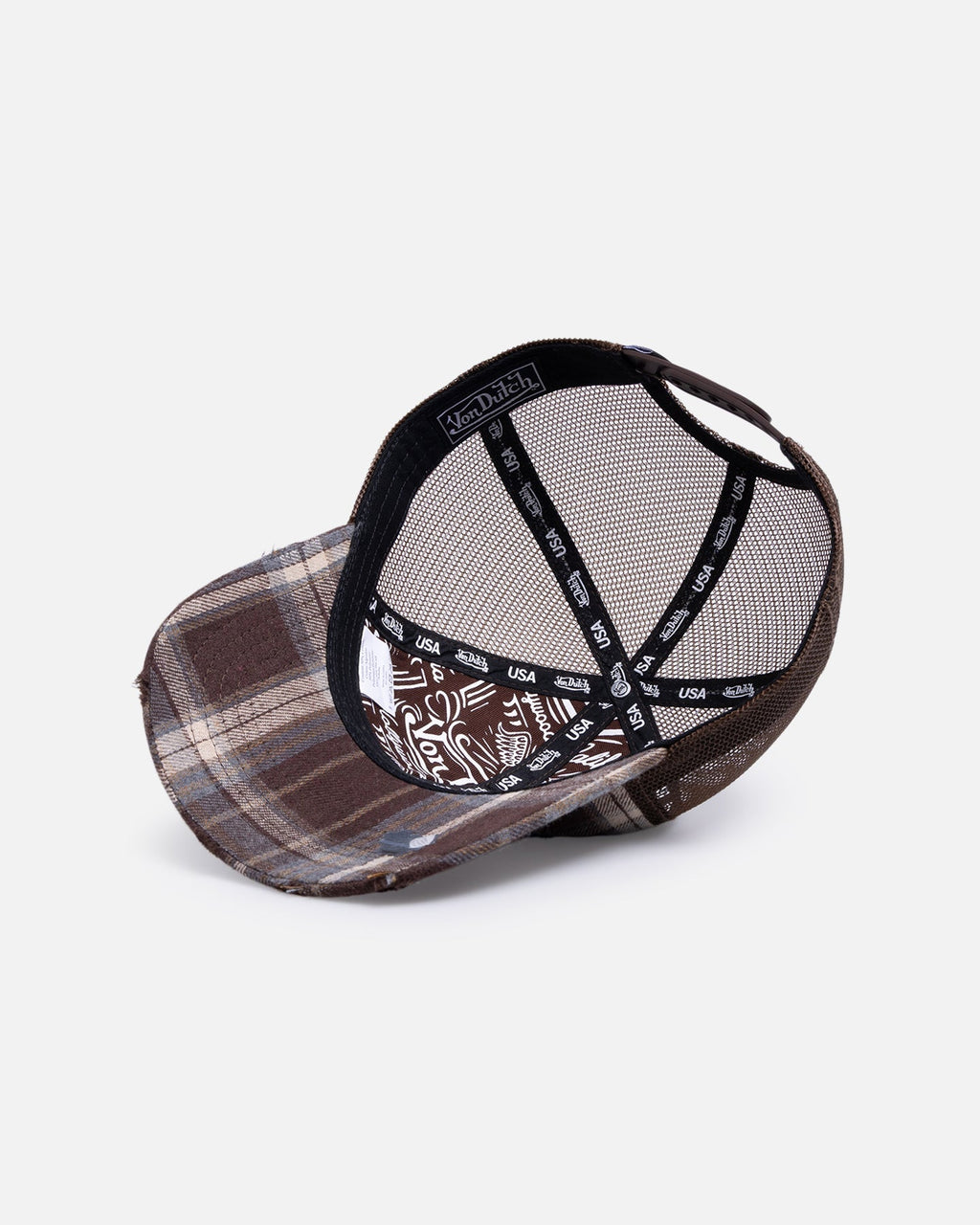 VON DUTCH Von Dutch Gingham Trucker Snapback Brown
