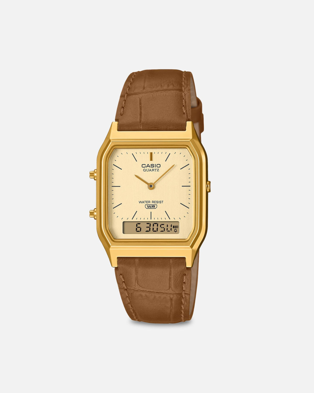 CASIO Casio AQ230EGL-9A Watch Black/Gold/Tan