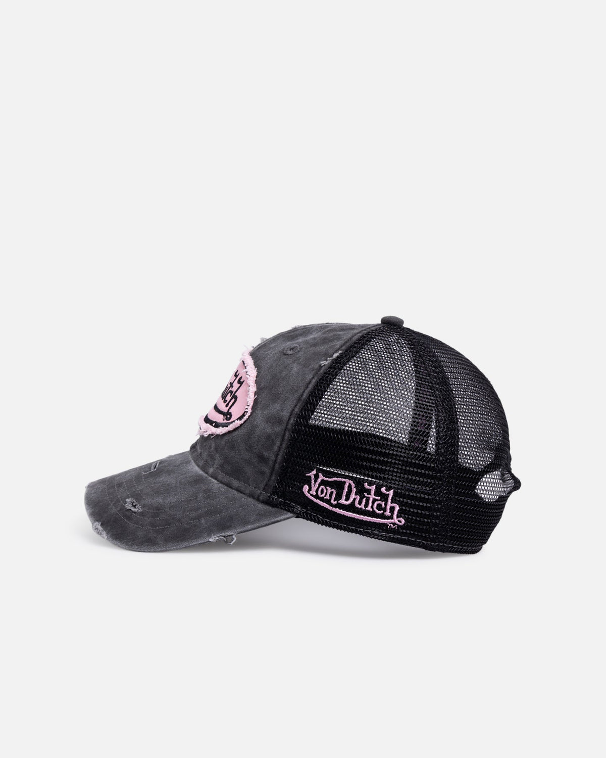 VON DUTCH Von Dutch Distressed Trucker Snapback Black/Pink