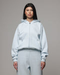AMERICAN THRIFT American Thrift Women's Classic Zip Hoodie Light Blue