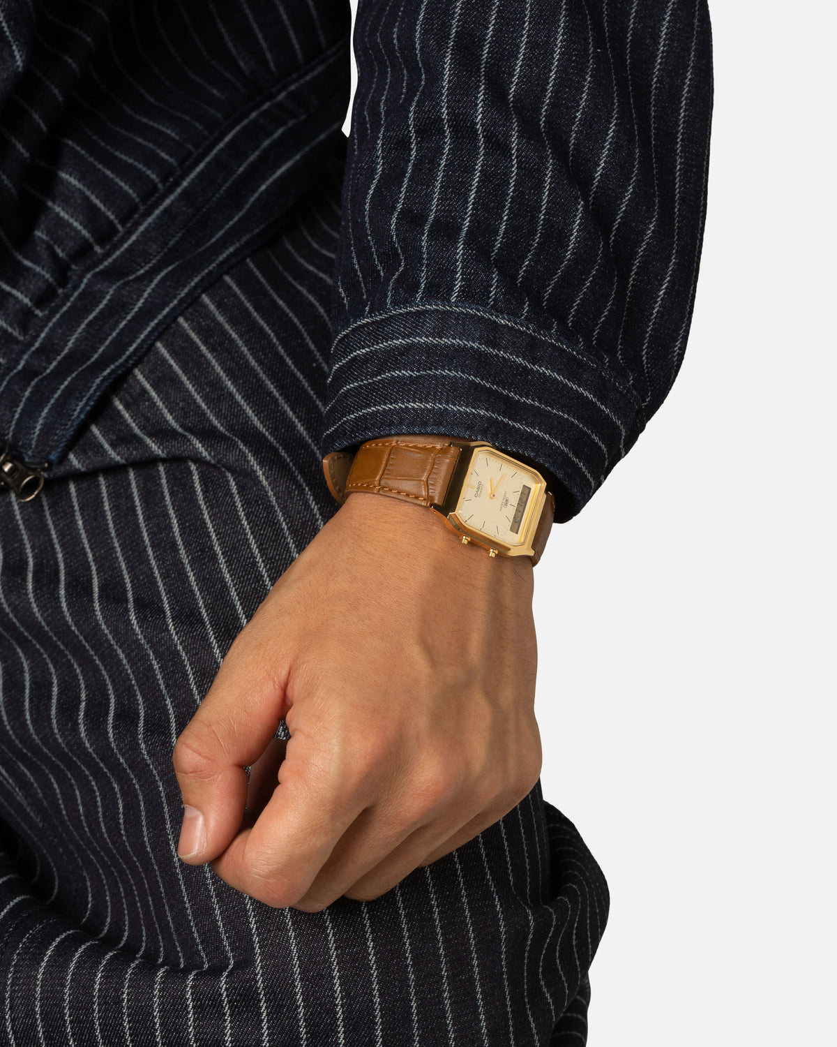 CASIO Casio AQ230EGL-9A Watch Black/Gold/Tan