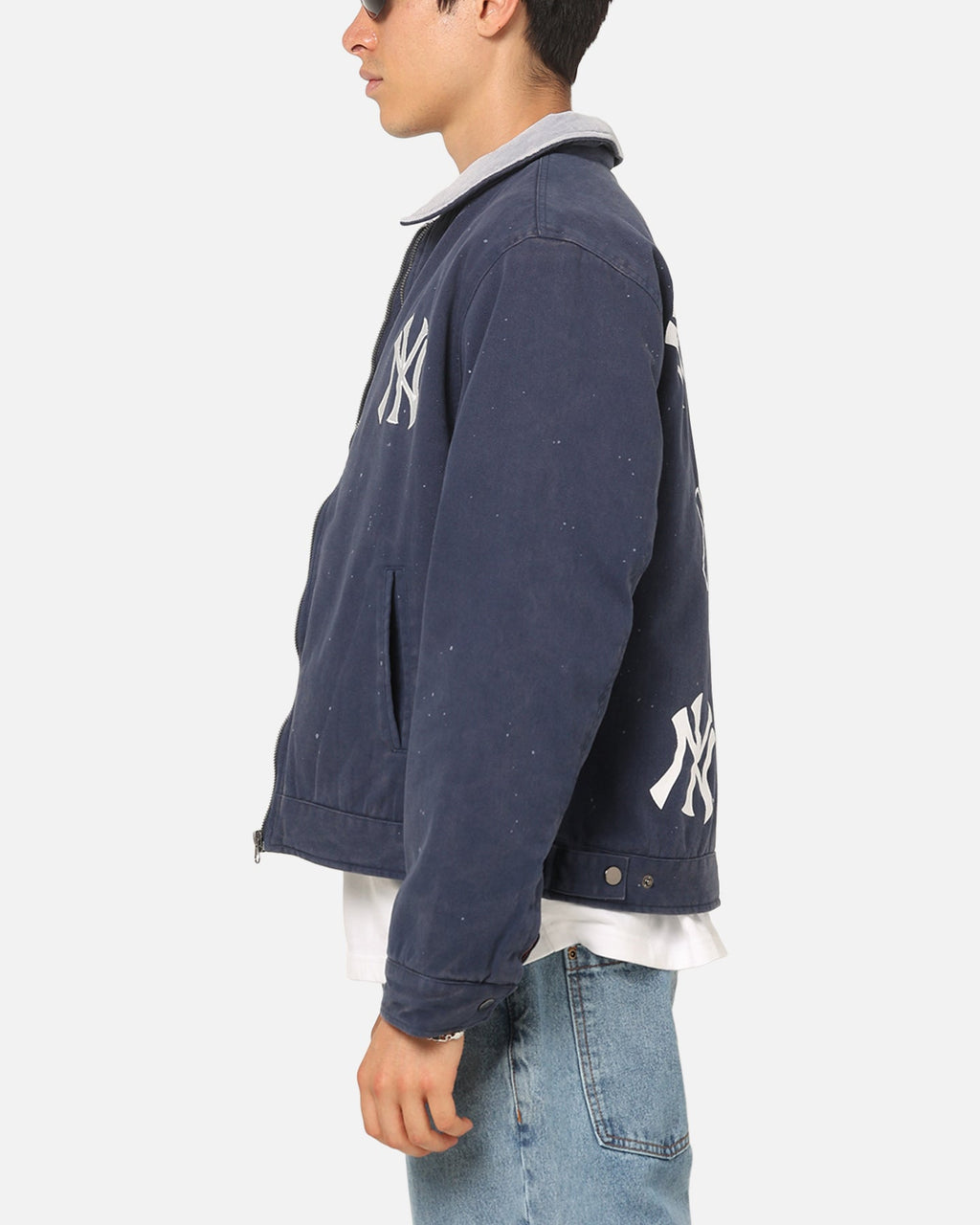 MAJESTIC ATHLETIC Majestic Athletic New York Yankees Paint Splat Carpenter Jacket Indigo
