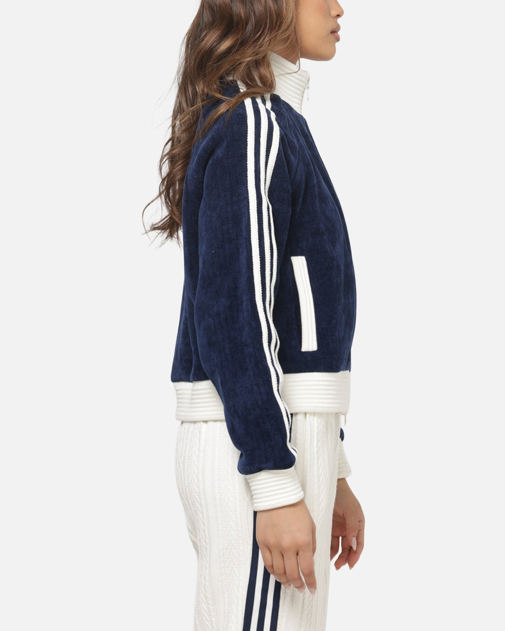ADIDAS Adidas Women's Velour Knit Track Top Navy/Off White