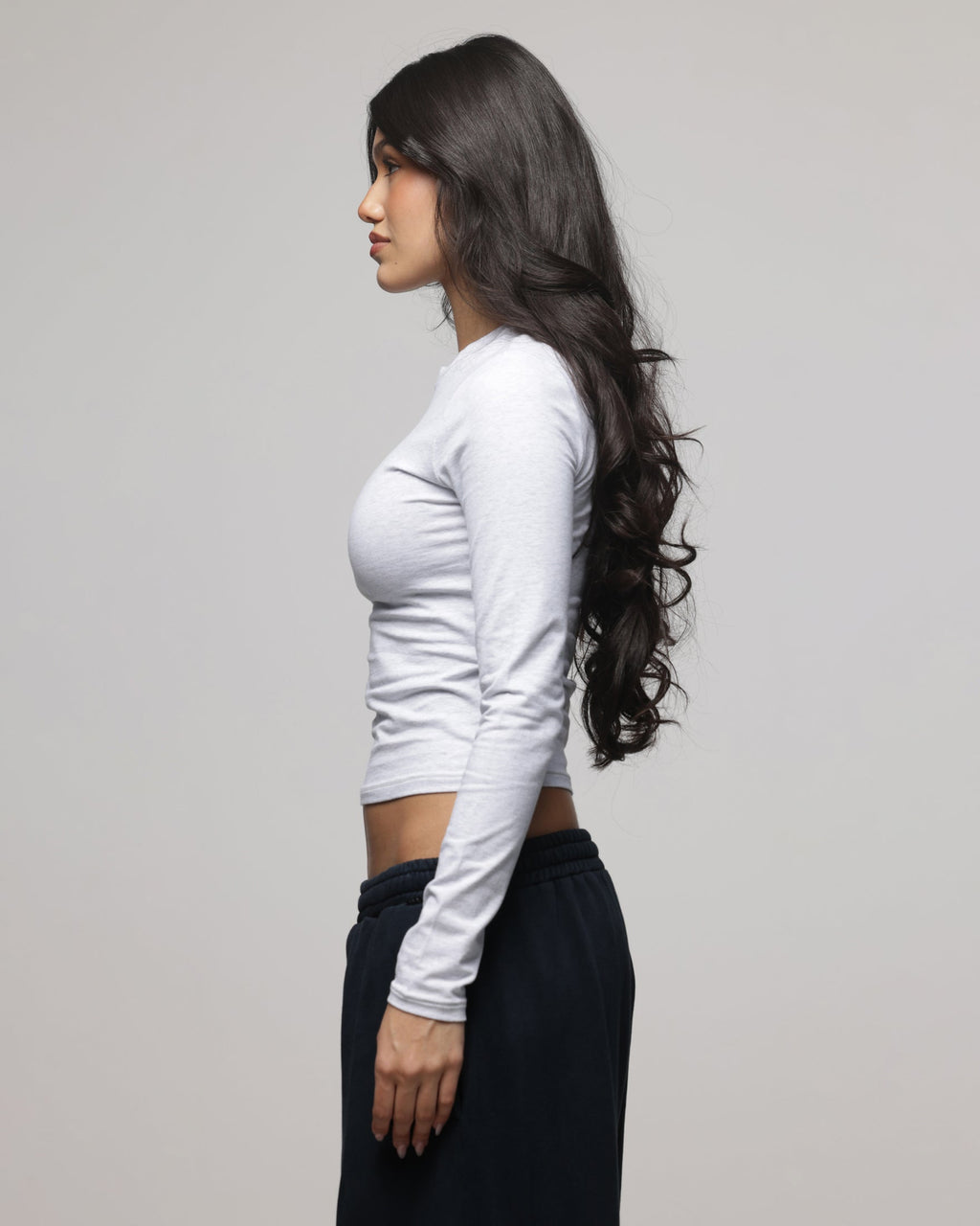 AMERICAN THRIFT Official American Thrift Women's Fitted Long Sleeve T-Shirt Grey Heather