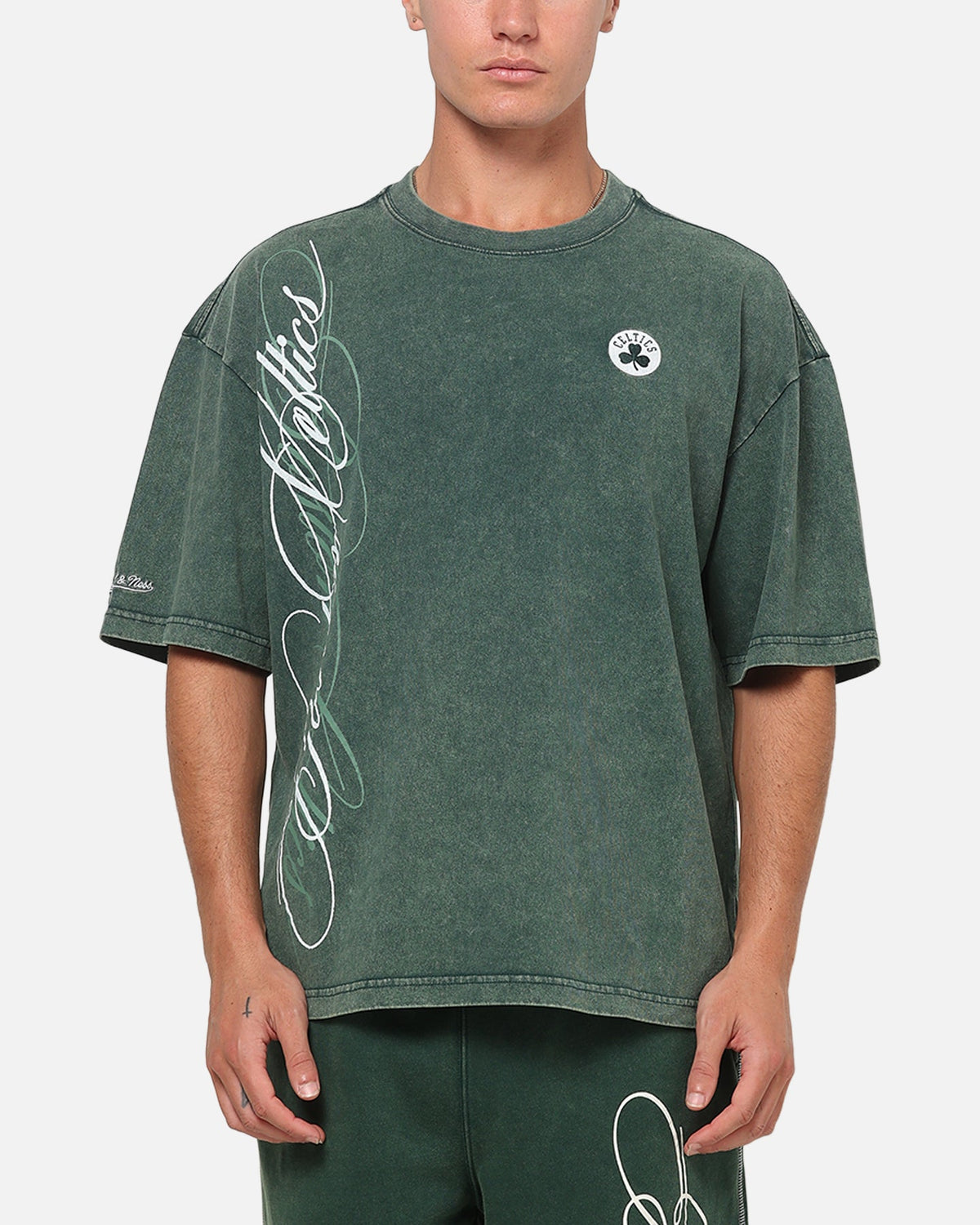 MITCHELL & NESS Official Mitchell & Ness Boston Celtics Star Script Boxy T-Shirt Pine Green