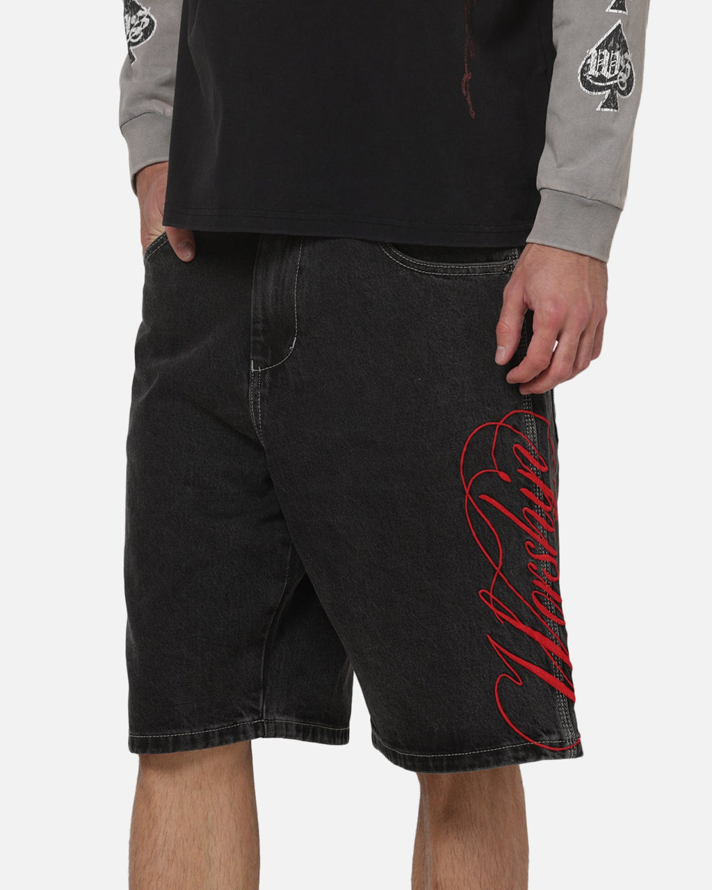 WORSHIP Worship Scripted Big Dawg Jean Shorts Used Black