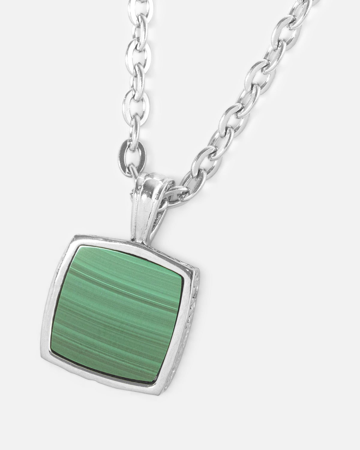 SAINT MORTA Classic Saint Morta Malachite Pendant Chain White Gold