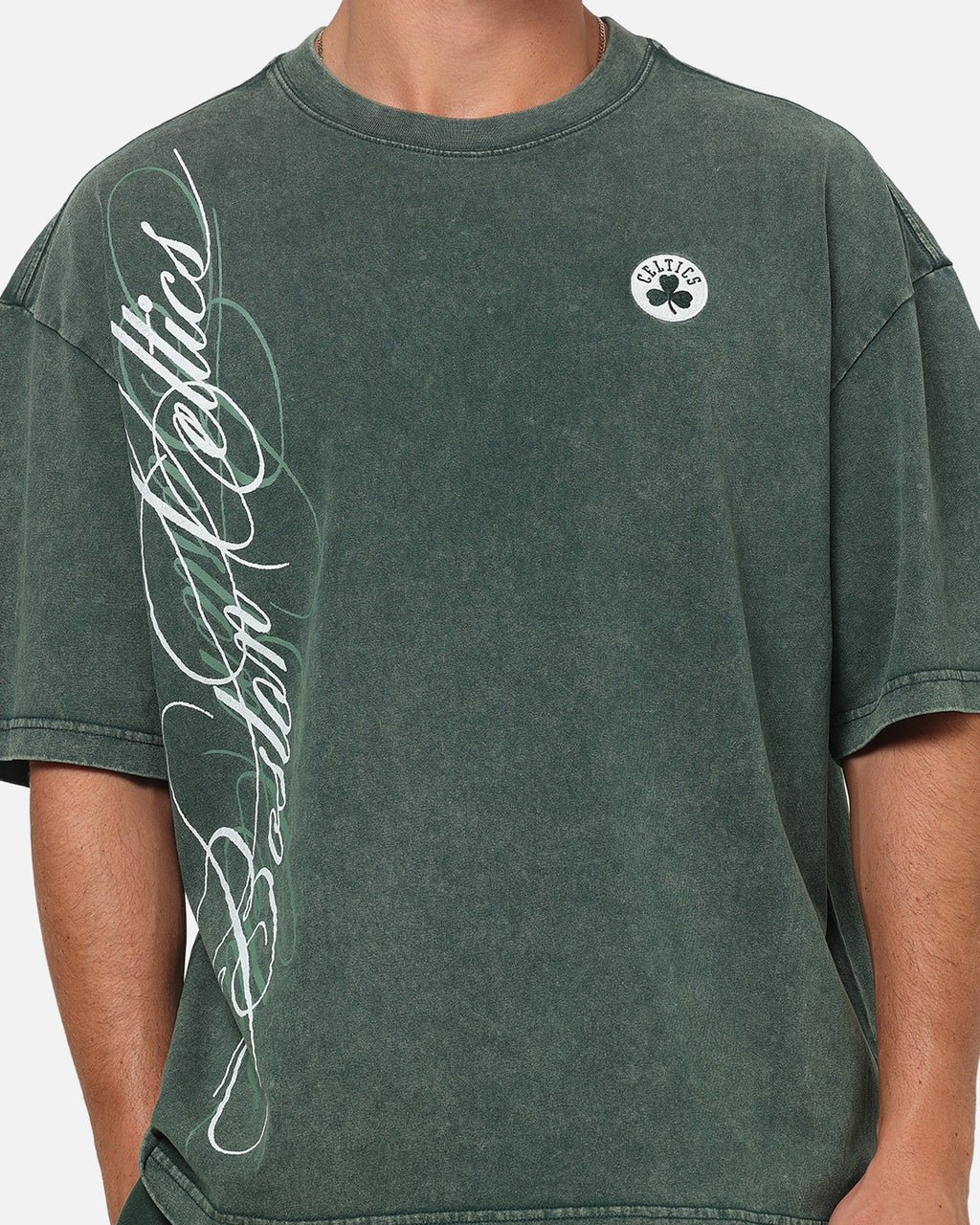 MITCHELL & NESS Official Mitchell & Ness Boston Celtics Star Script Boxy T-Shirt Pine Green