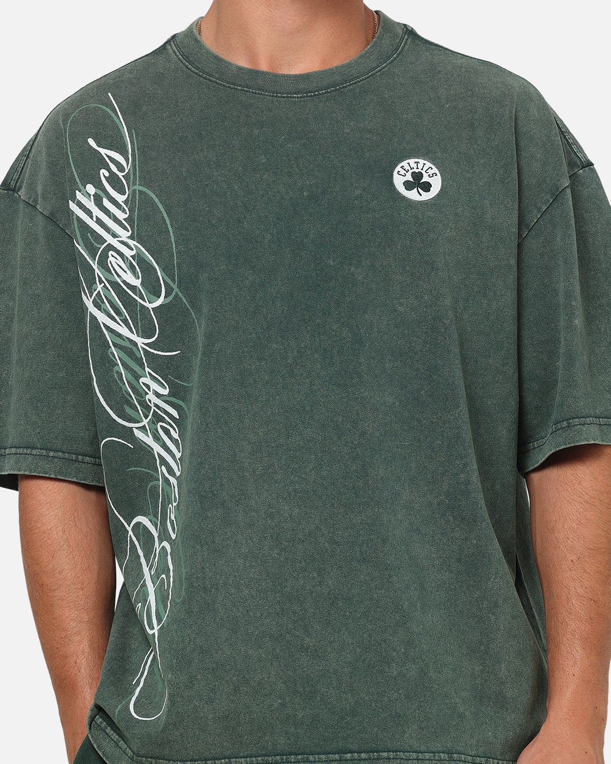 MITCHELL & NESS Official Mitchell & Ness Boston Celtics Star Script Boxy T-Shirt Pine Green