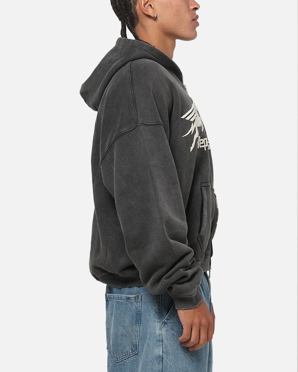 REPRESENT Represent Pegasus Zip Through Hoodie Vintage Grey