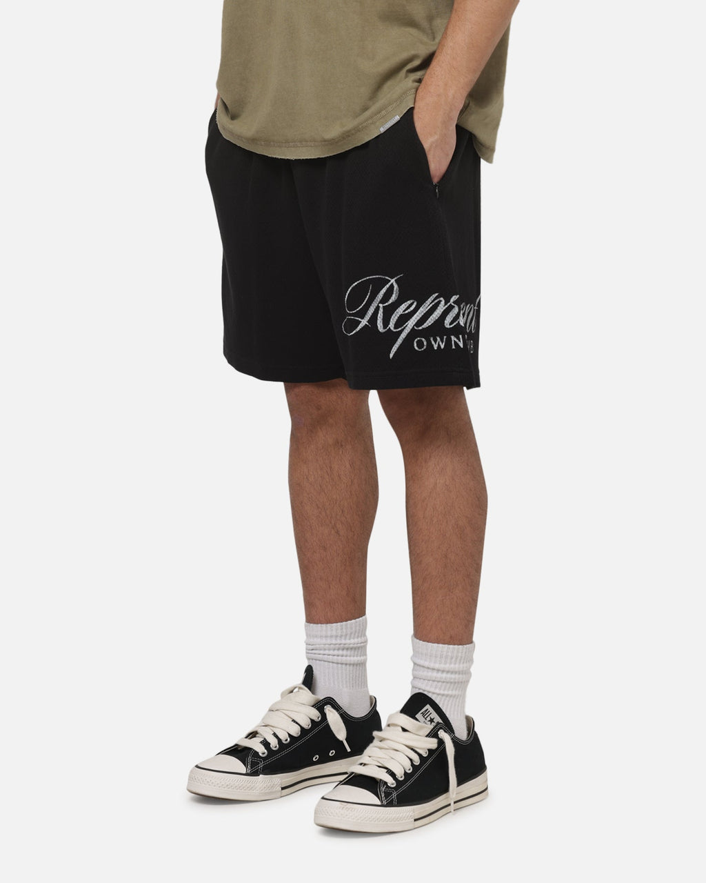 REPRESENT Represent Owners Club Script Mesh Shorts Black