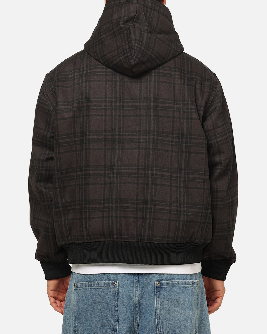CARRE Carre Sherpa Lined Zip Hoodie Black Plaid