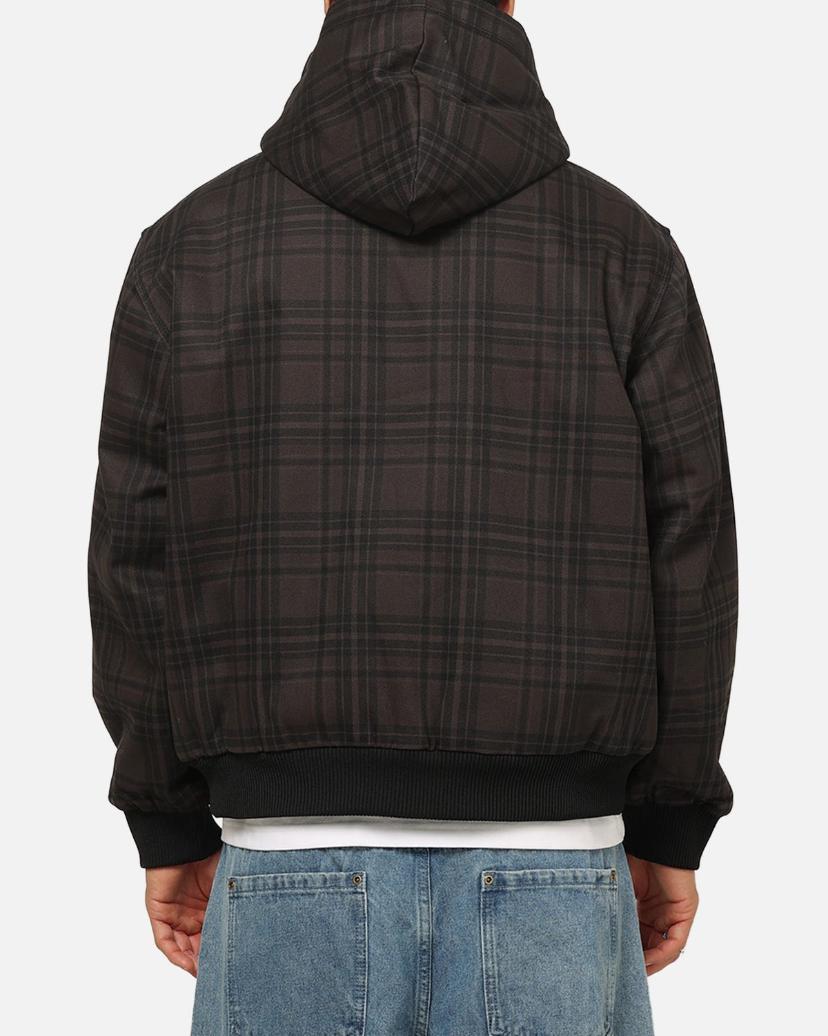 CARRE Carre Sherpa Lined Zip Hoodie Black Plaid