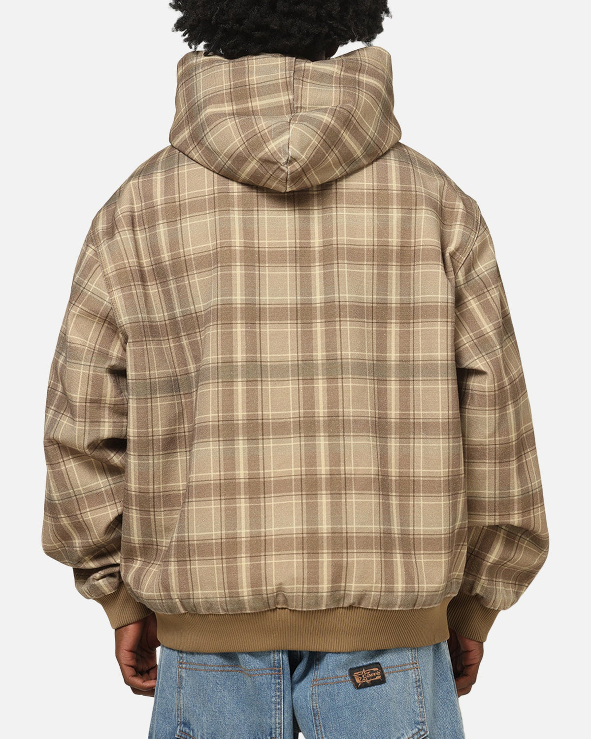 CARRE Authentic Carre Sherpa Lined Zip Hoodie Brown Plaid