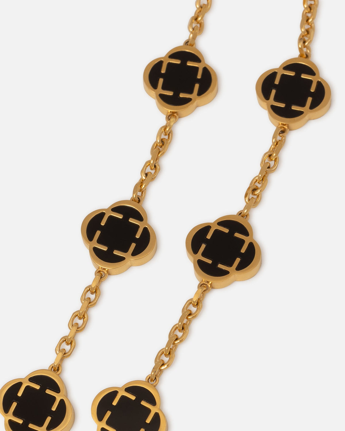 SAINT MORTA Saint Morta Onyx Clover Necklace Gold