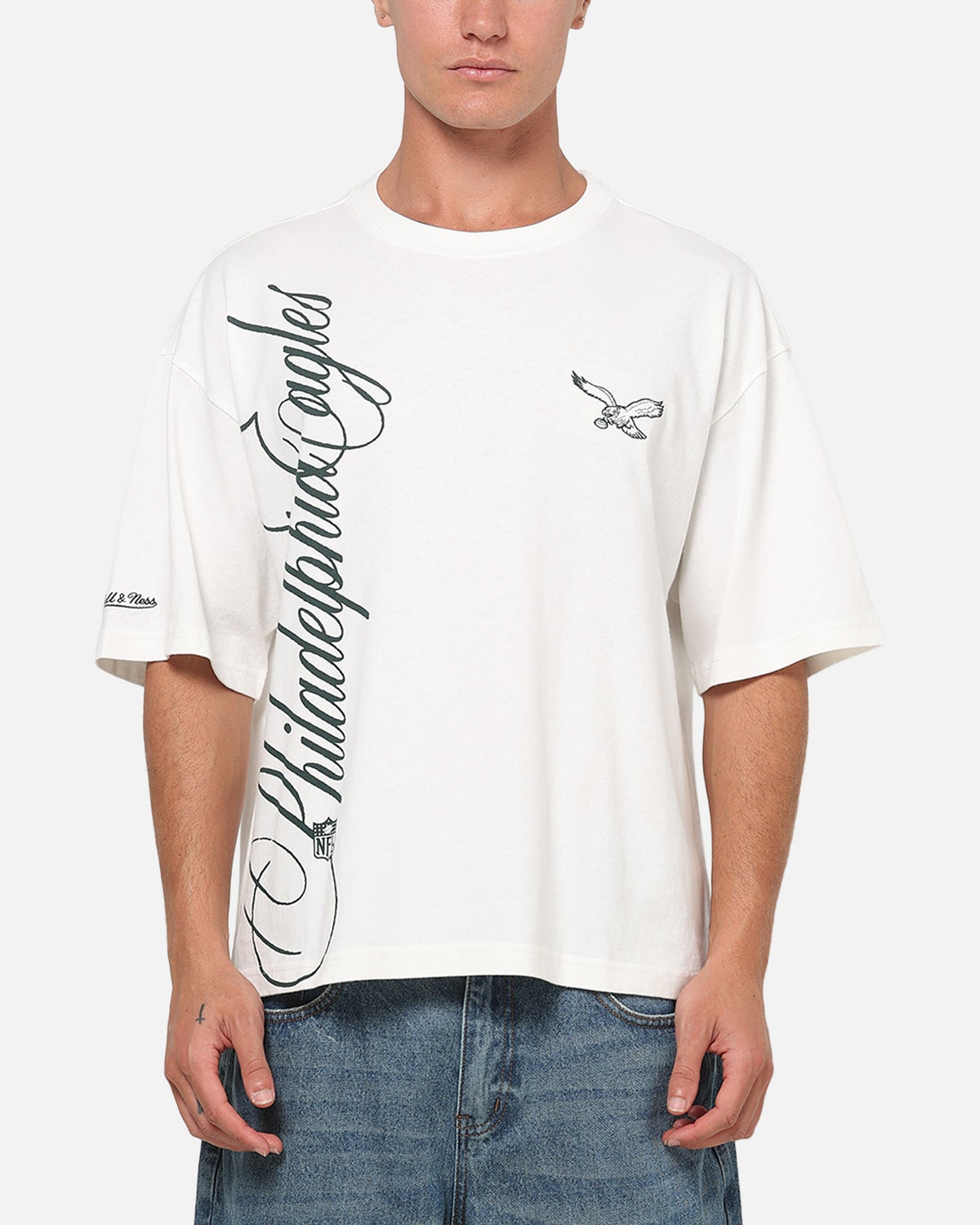 MITCHELL & NESS Mitchell & Ness Philadelphia Eagles Star Script Boxy T-Shirt Vintage White