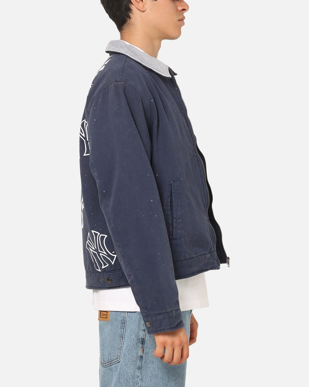 MAJESTIC ATHLETIC Majestic Athletic New York Yankees Paint Splat Carpenter Jacket Indigo