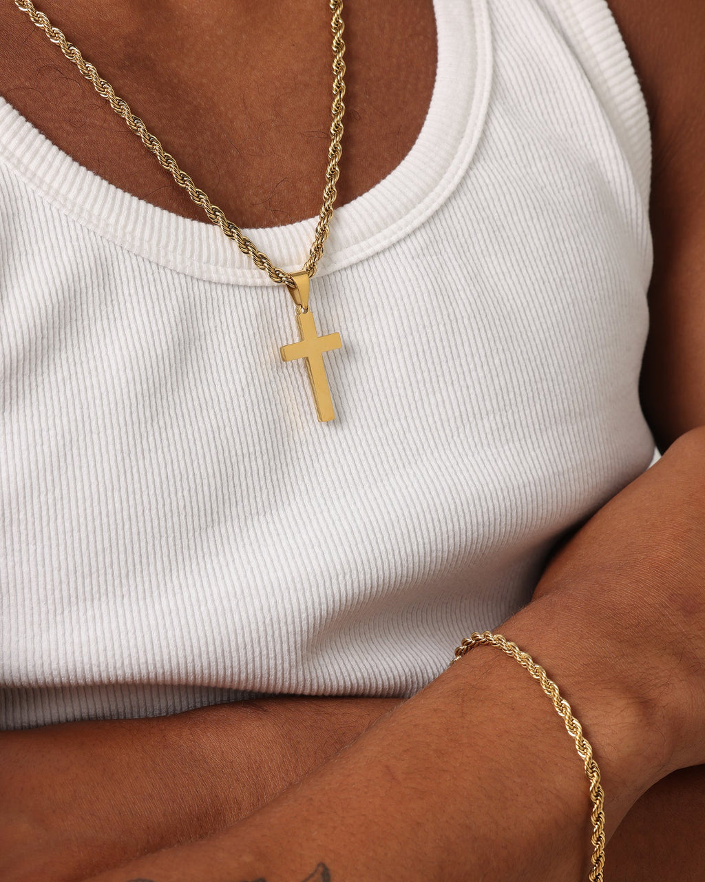 SAINT MORTA Saint Morta Cross Pendant Rope Chain & Bracelet Bundle Gold