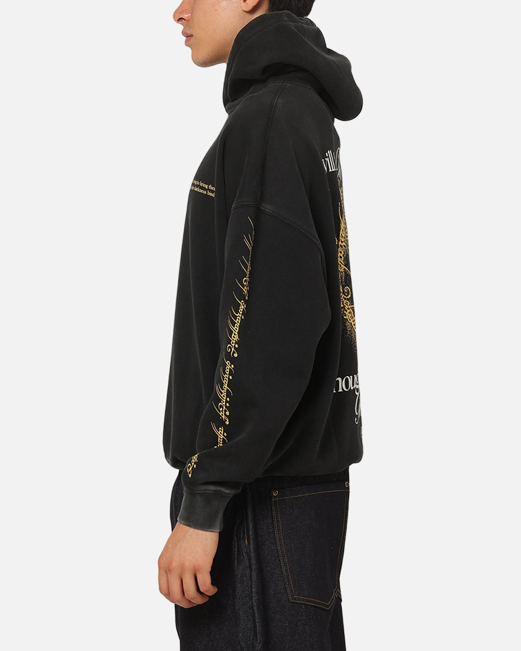 73Studio 73Studio X The Lord Of The Rings The Ring Hoodie Black Acidwash