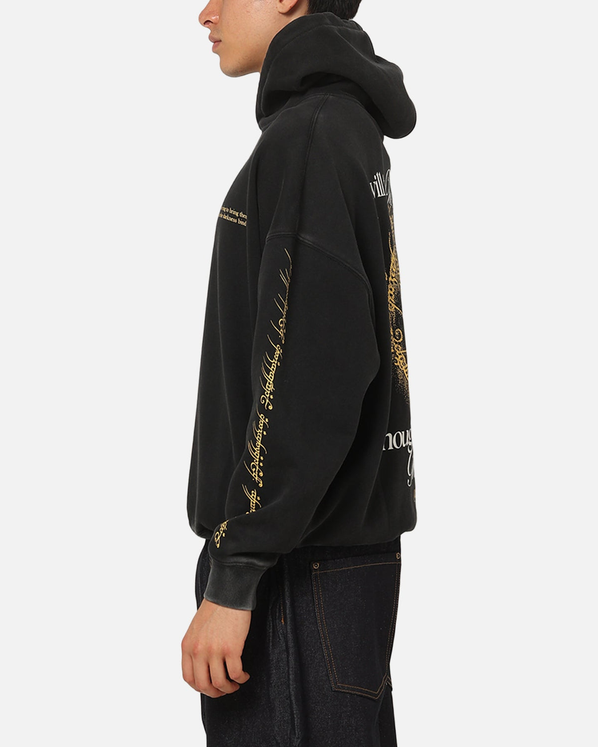 73Studio 73Studio X The Lord Of The Rings The Ring Hoodie Black Acidwash