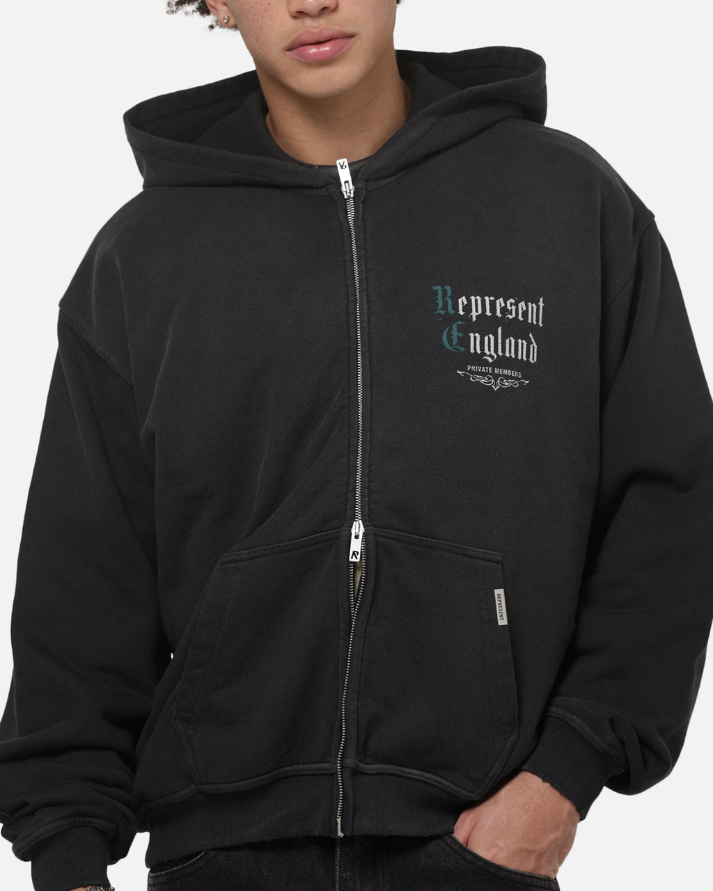 REPRESENT Represent Private Members Hoodie Stained Black