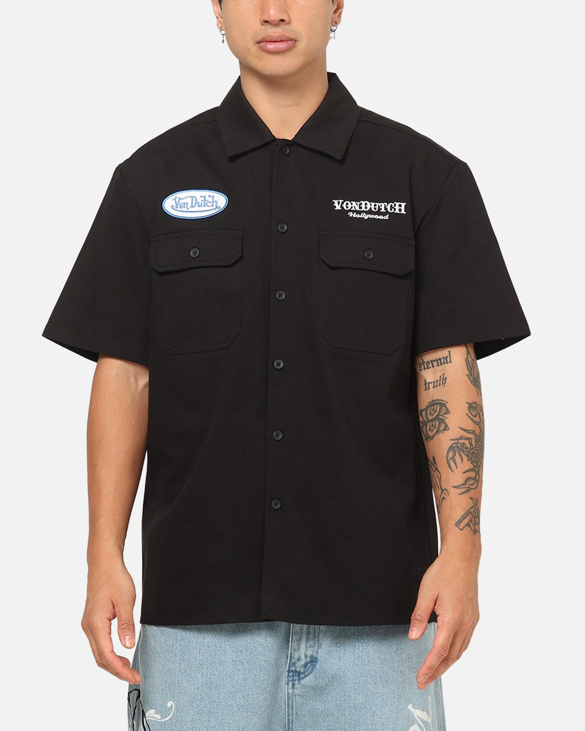VON DUTCH Von Dutch Hollywood Button Up Shirt Black