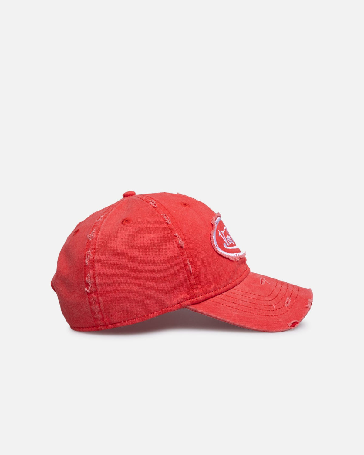 VON DUTCH Von Dutch Distressed Dad Strapback Cap Washed Red
