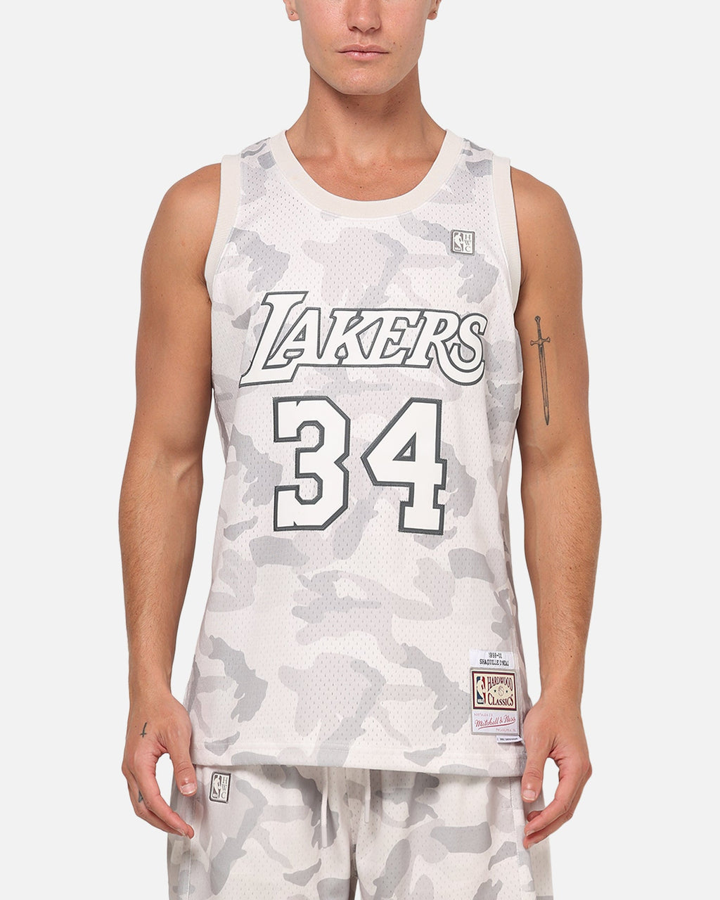 MITCHELL & NESS Mitchell & Ness Los Angeles Lakers Shaquille O'Neal #34 Snow Camo Energy Swingman Jersey Vintage White