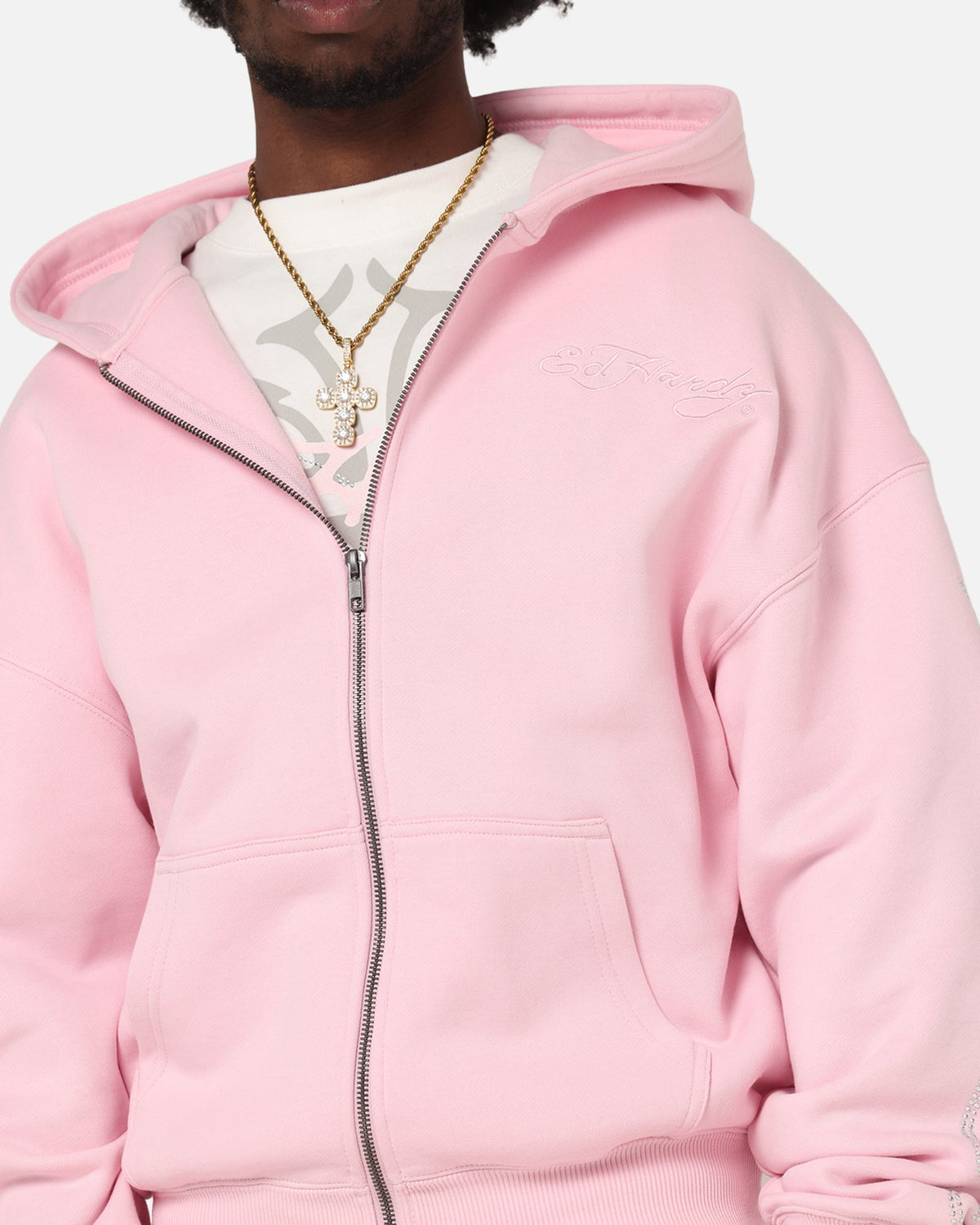 ED HARDY Ed Hardy Trinity Zip Hoodie Pink