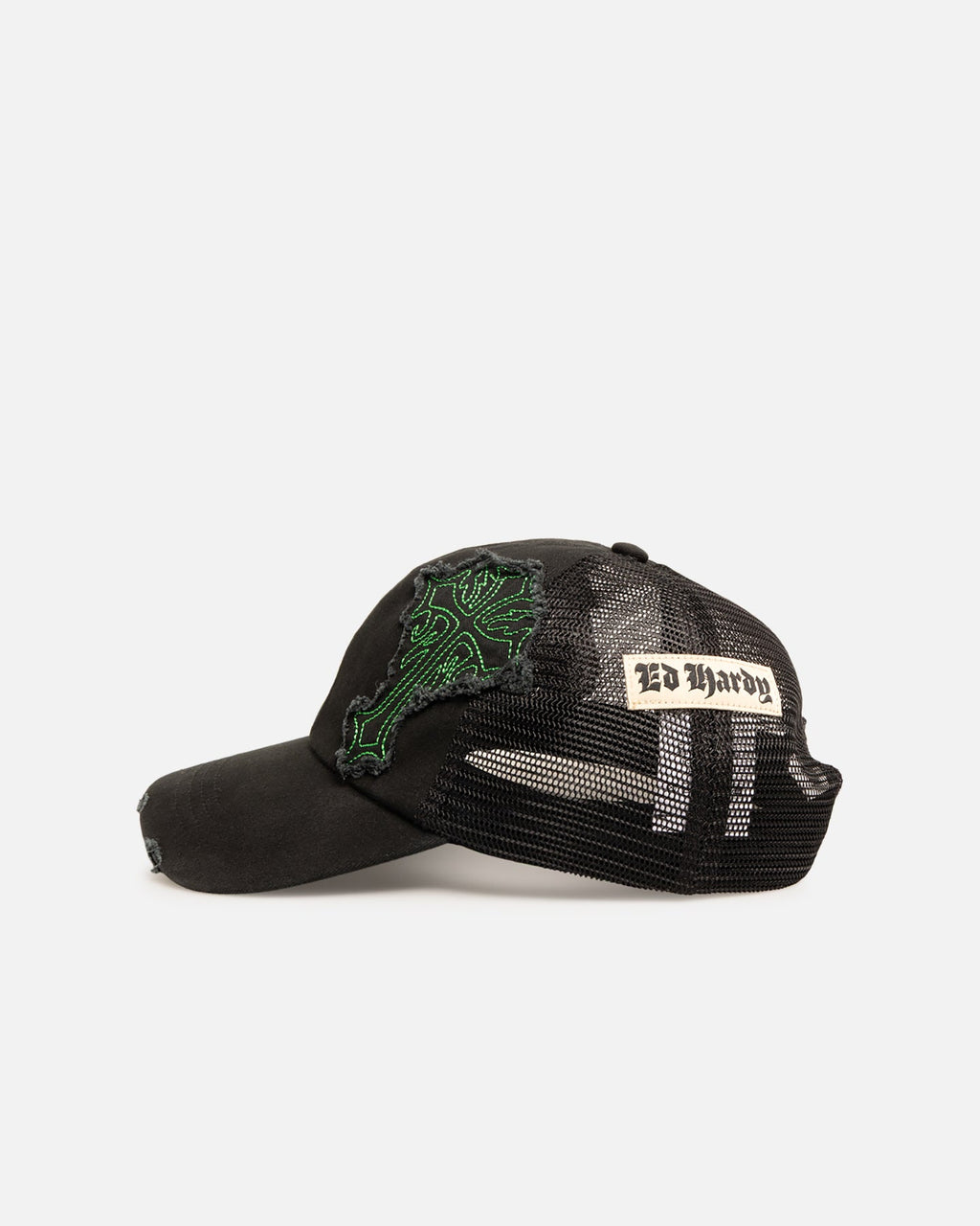 ED HARDY Ed Hardy Euro Distressed Trucker Snapback Black