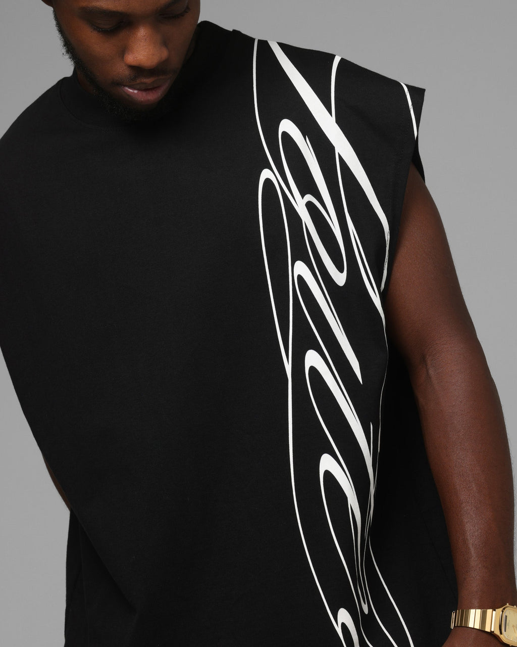 LOITER Loiter Script Muscle T-Shirt Black