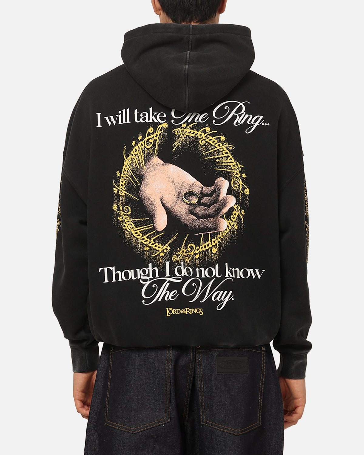 73Studio 73Studio X The Lord Of The Rings The Ring Hoodie Black Acidwash
