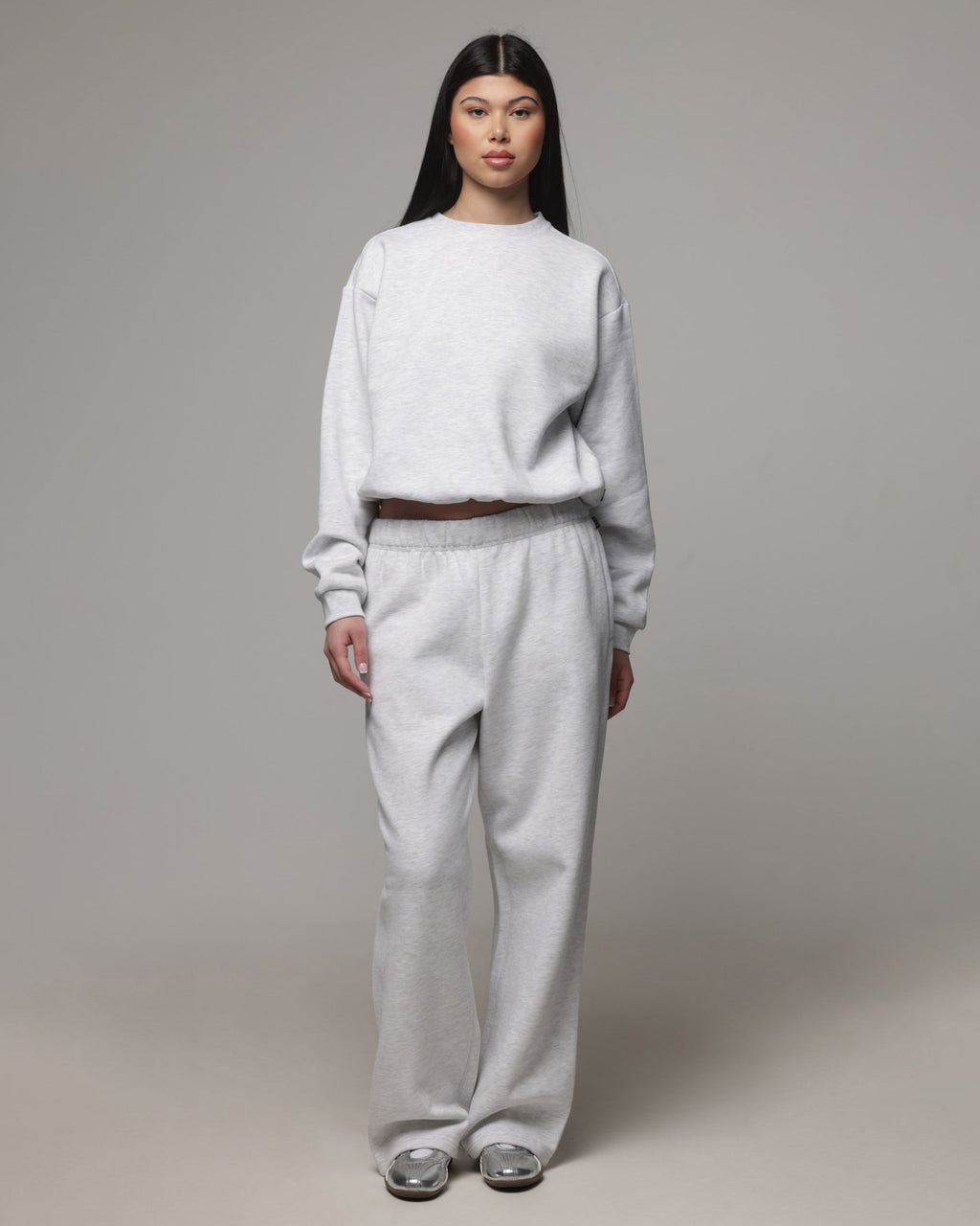 AMERICAN THRIFT Premium American Thrift Women's Straight Leg Trackpants Grey Heather