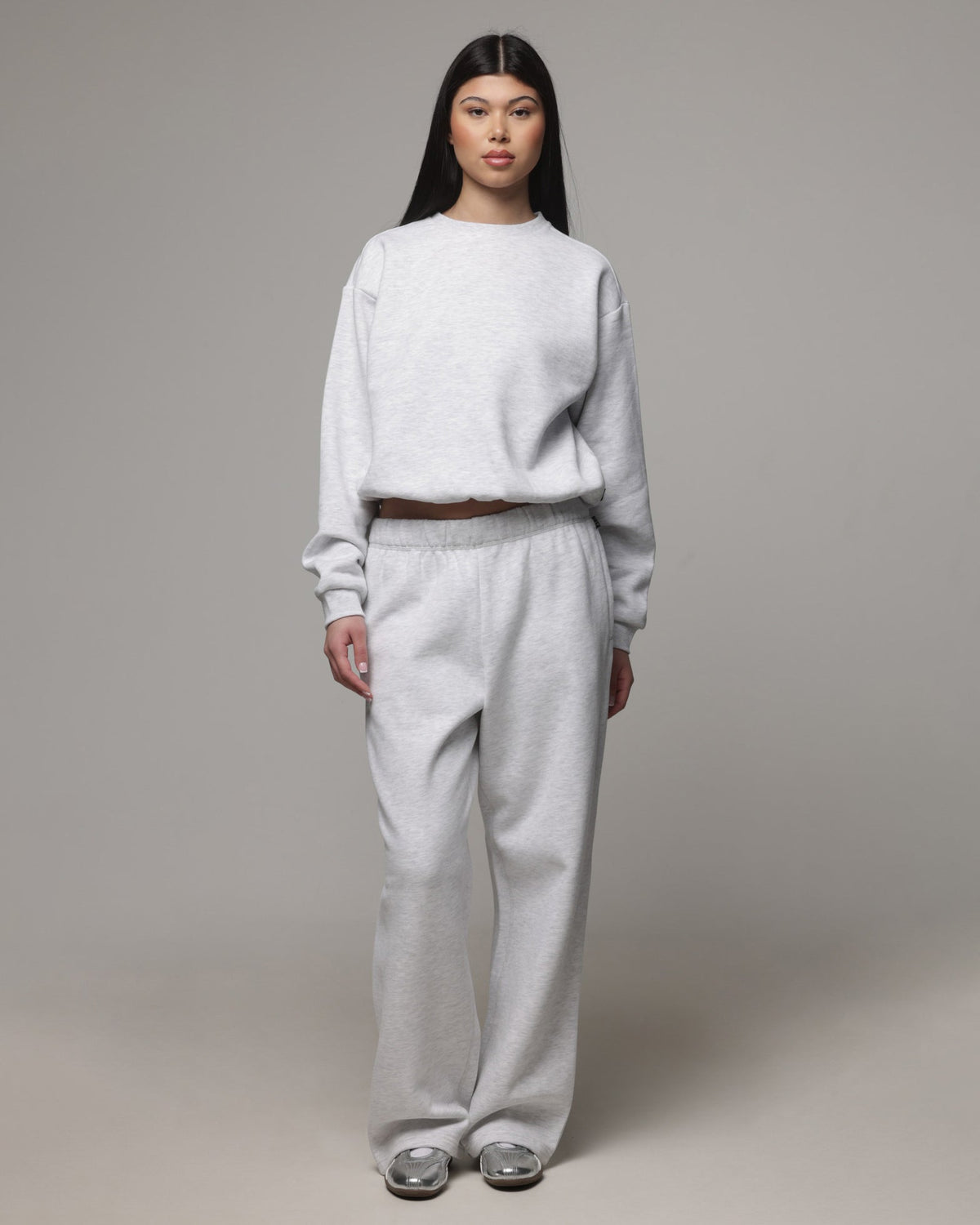 AMERICAN THRIFT Premium American Thrift Women's Straight Leg Trackpants Grey Heather