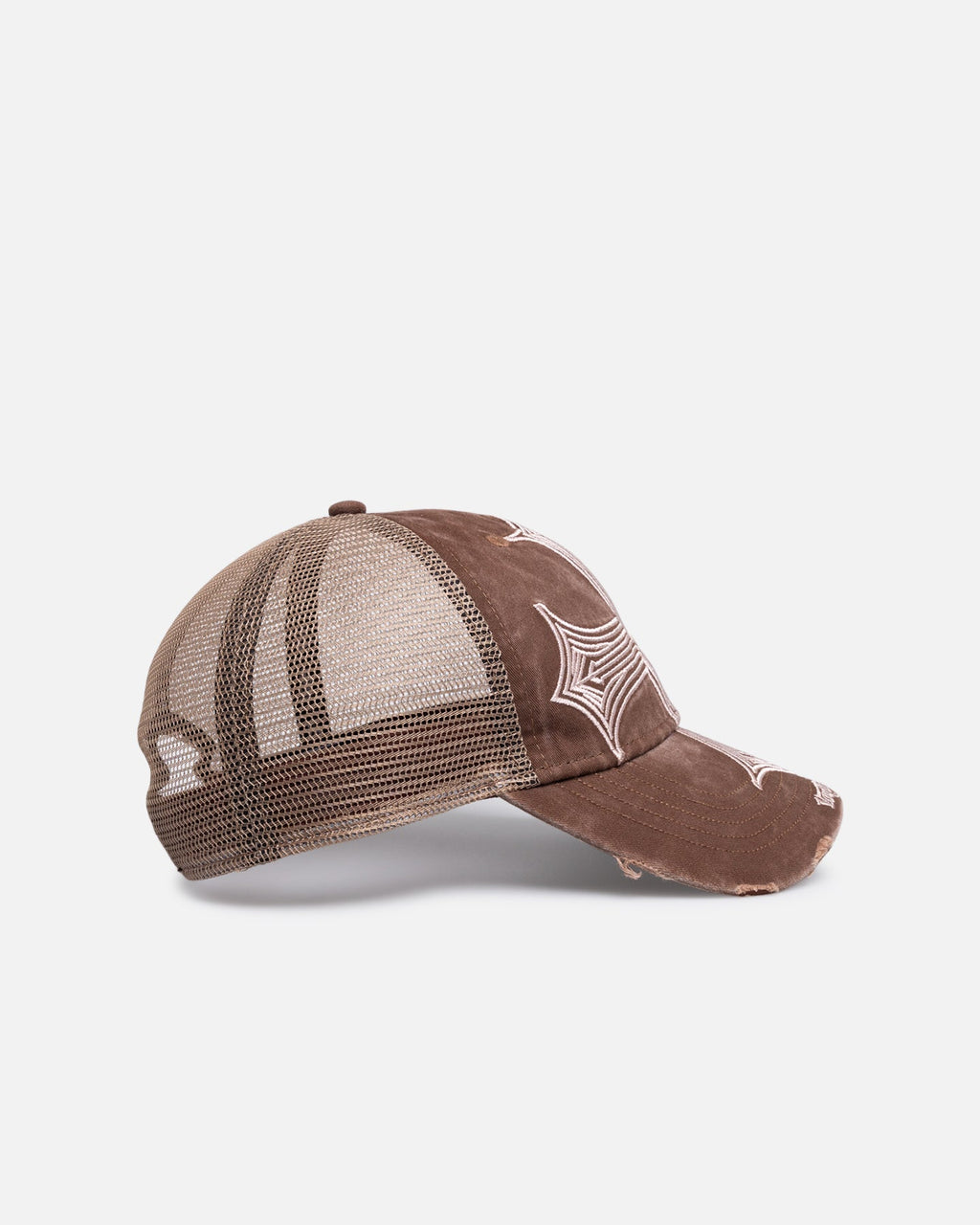 VON DUTCH Original Von Dutch Worn Out Trucker Snapback Hat Washed Brown