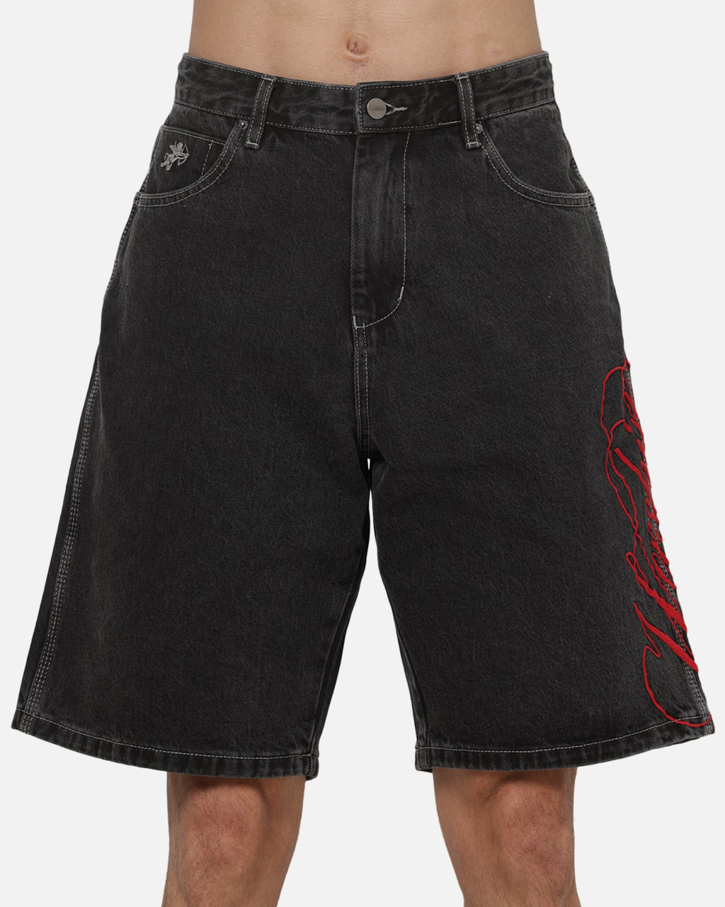 WORSHIP Worship Scripted Big Dawg Jean Shorts Used Black