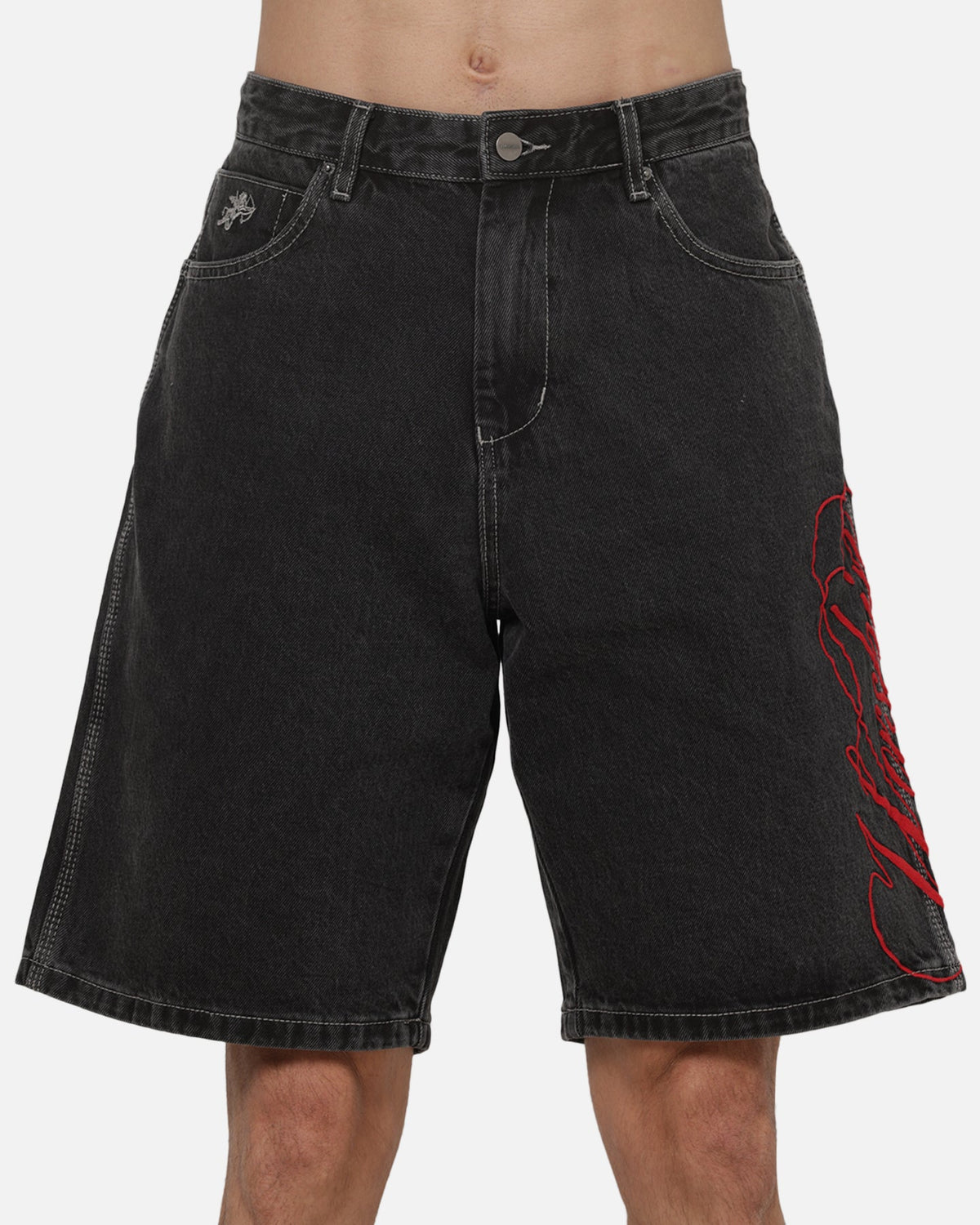 WORSHIP Worship Scripted Big Dawg Jean Shorts Used Black