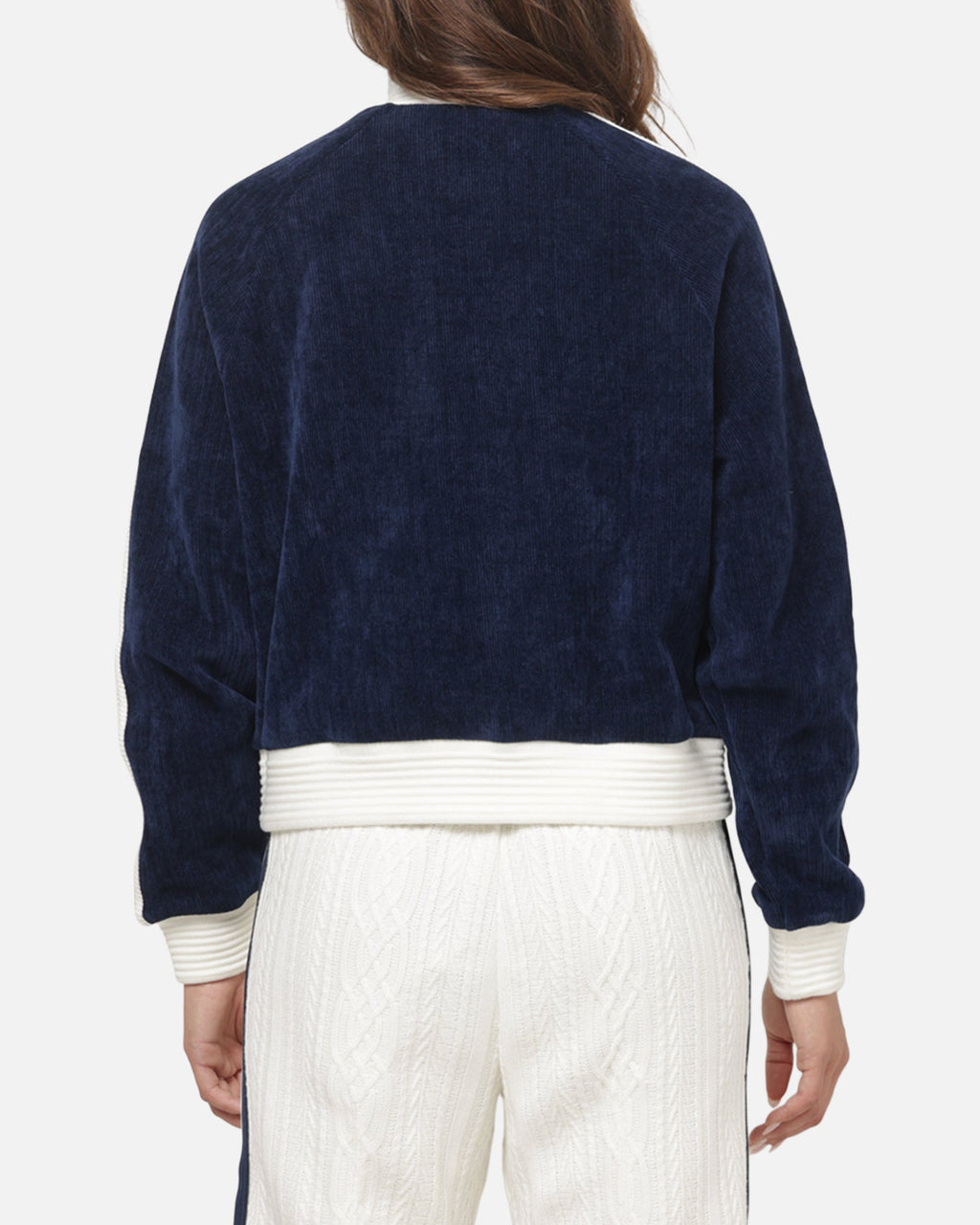 ADIDAS Adidas Women's Velour Knit Track Top Navy/Off White
