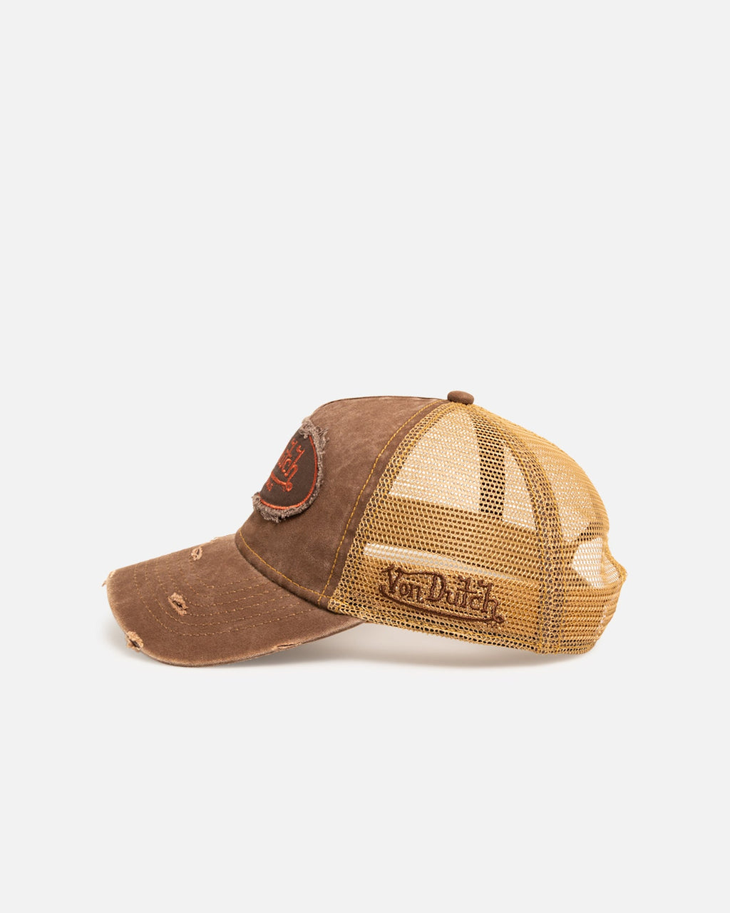 VON DUTCH Classic Von Dutch Oval Distressed Trucker Snapback Maroon