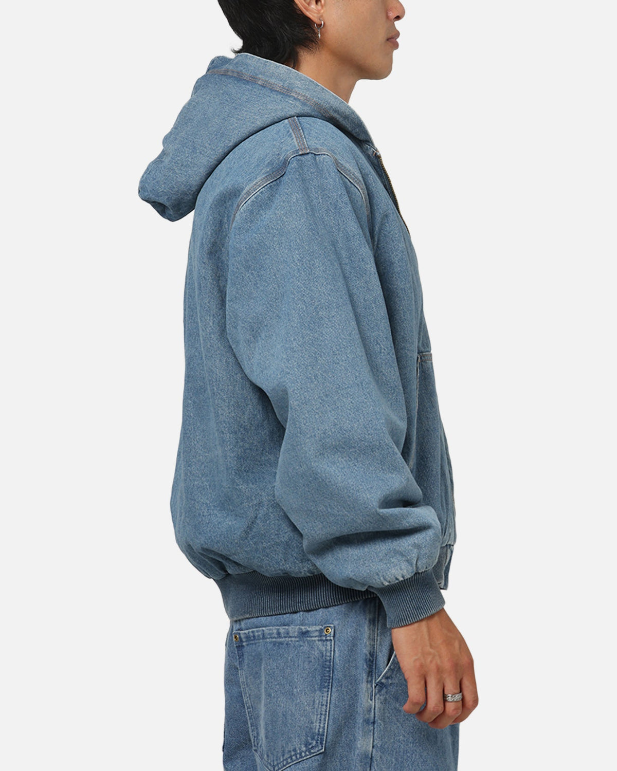 CARRE Carre Sherpa Lined Zip Hoodie Mid Blue Denim