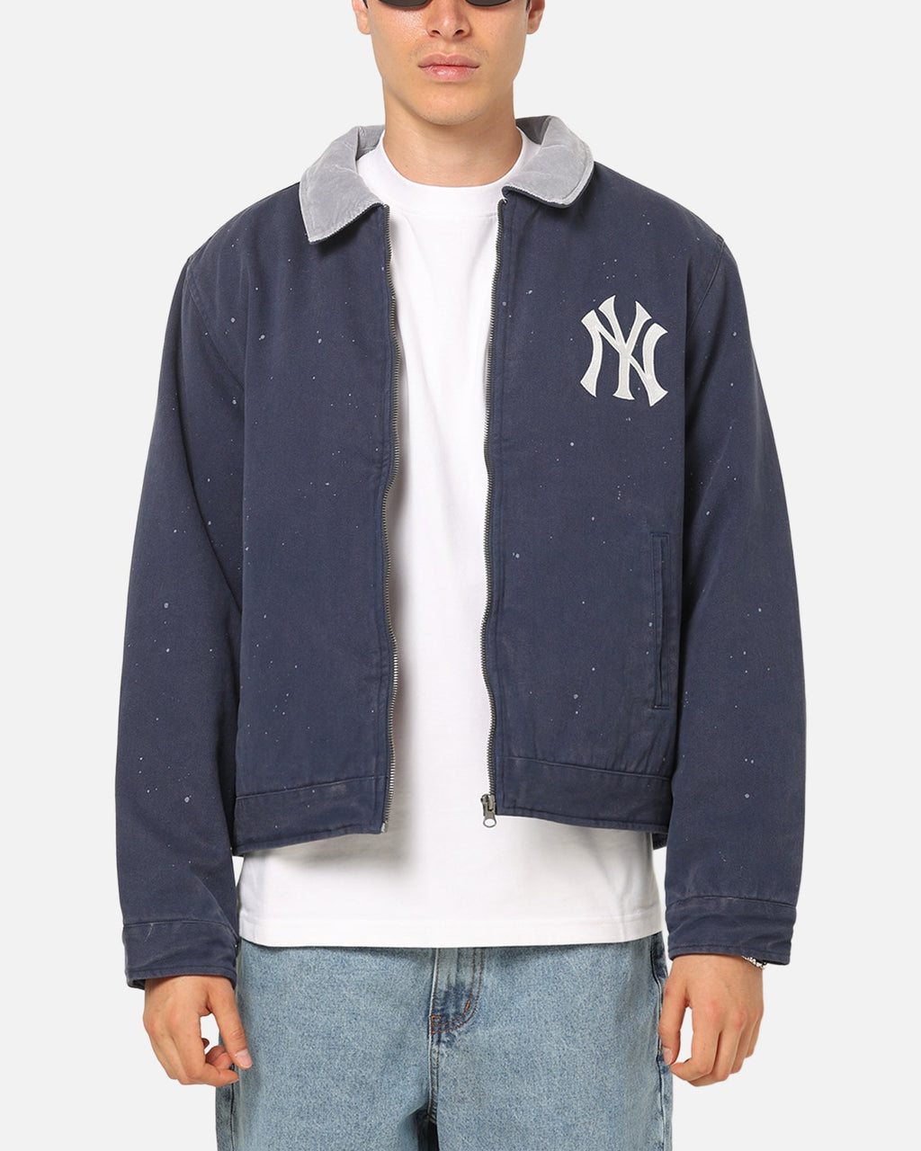 MAJESTIC ATHLETIC Majestic Athletic New York Yankees Paint Splat Carpenter Jacket Indigo
