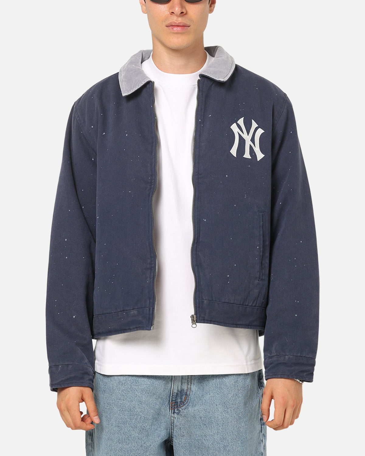 MAJESTIC ATHLETIC Majestic Athletic New York Yankees Paint Splat Carpenter Jacket Indigo