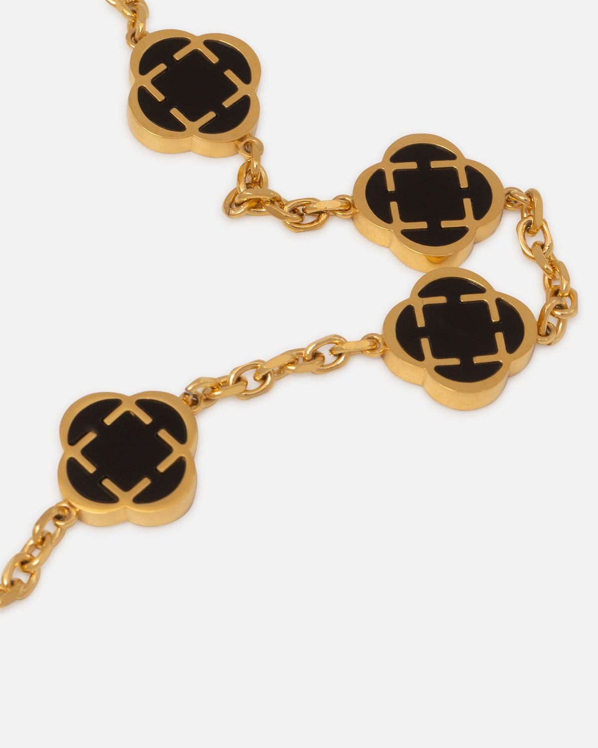 SAINT MORTA Saint Morta Onyx Clover Necklace Gold