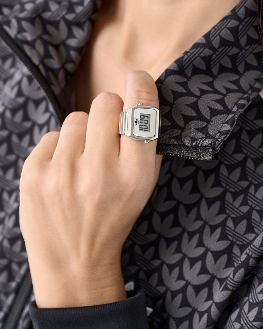 ADIDAS Adidas Digital Two Ring Watch Silver